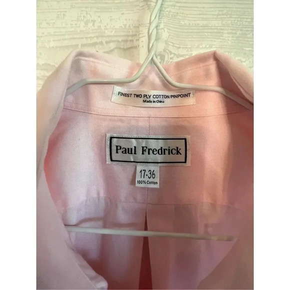 Men’s Paul Fredrick pink long sleeve dress shirt size 17/36 - Picture 2 of 3